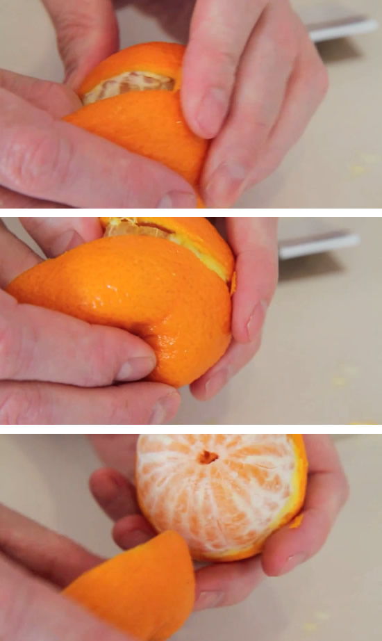 Tirando a casca da laranja