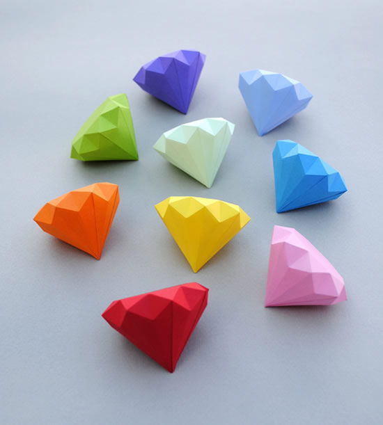 Diamantes de origami passo a passo