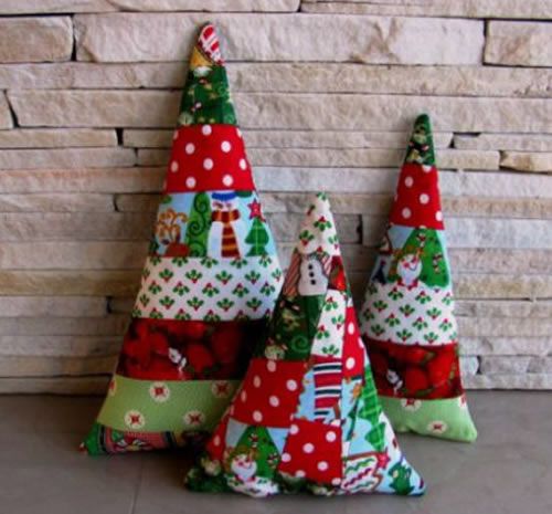 Almofada com patchwork para a decoração da casa no Natal