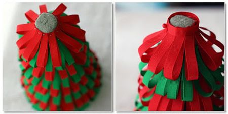 Árvore de Natal com fitas de tecido passo a passo