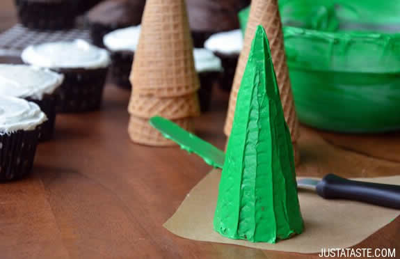 Cupcake em forma de Árvore de Natal