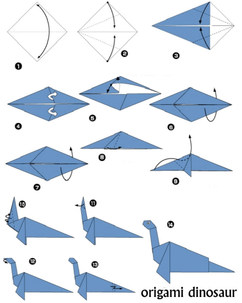 Como fazer Dinossauros de Papel com Origami passo a passo