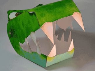 Moldes para fazer Máscara de Dinossauro Colorida de Papel
