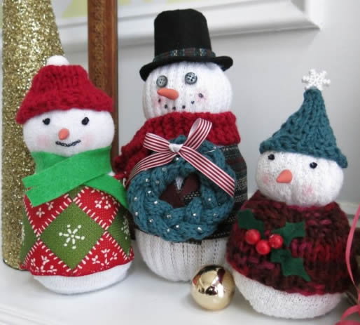 Bonecos de Neve com Meias para Decoração - 10 Ideias Lindas