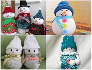 decoracao-de-natal-com-meia-boneco-de-neve-capa-2 10 formas para fazer Bonecos de Neve com Meias para o Natal