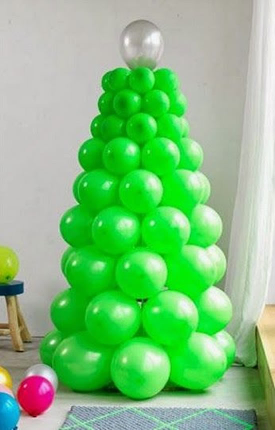 Árvore de Natal com Balões - Como fazer em casa