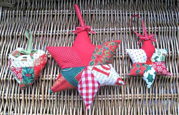 estrela-de-natal-em-patchwork-1 Enfeites de Natal em Patchwork com Moldes