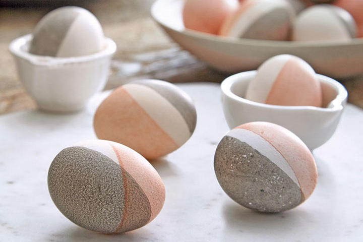 decoração com ovos de páscoa de cimento