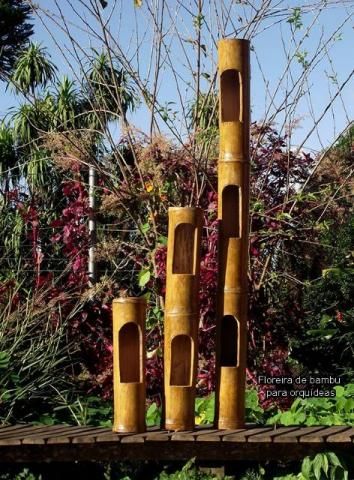 vaso vertical em bambu
