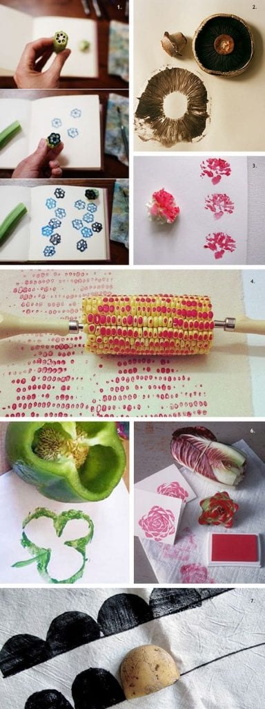 carimbo com vegetais