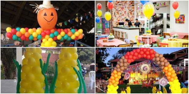 Enfeites com Balões para Festa Junina