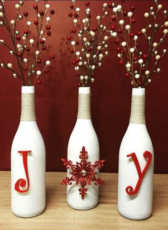 Linda decoração com garrafas para o Natal