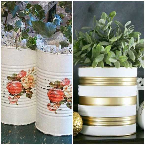 Vasos decorativos com latas para inspiração