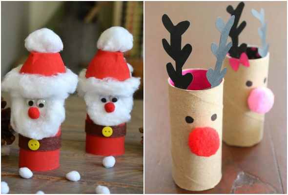 Artesanatos com rolos de papelão para o Natal