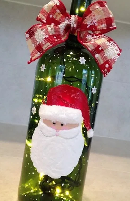 Crie um lindo Papai Noel com garrafa de vidro